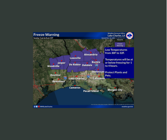 Freeze Warning: Central Louisiana