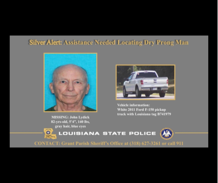 LSP: Silver Alert needed locating John Lydick of Dry Prong, La