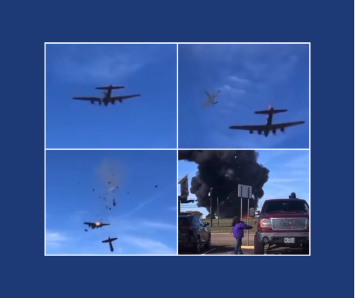 Two vintage airplanes collided at an air show at the Dallas Executive Airport