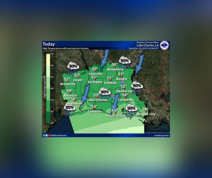 Rain chances will be ending by afternoon; however, it will stay mostly cloudy and chilly today. Rather cold conditions can be expected tonight with a few peeks of sunshine on Wednesday with temperatures staying on the cool side. Confidence is increasing that an Arctic outbreak will reach the region on Thursday night and linger into the Christmas Holiday weekend. A prolonged hard freeze with dangerous life-threatening wind chills. We have included the low temperatures and wind chills on Friday morning as this winter event begins. Residents should stay tuned to this weather situation and have a plan to prepare for these harsh winter conditions and protect people, pets, pipes, and plants.