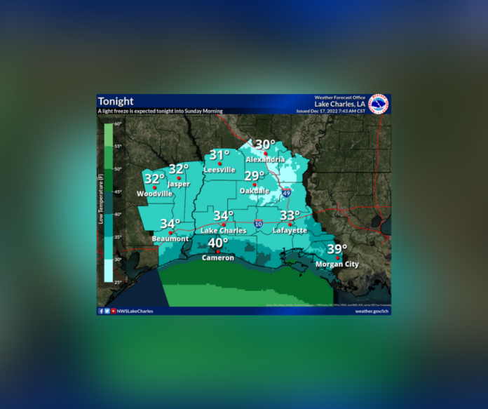 Saturday Nights Weather (12/17/2022) Freeze Advisory