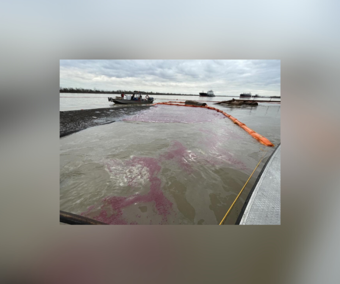 Dredge capsizes on the Mississippi River near Meraux, La.; Coast Guard oversees pollution response