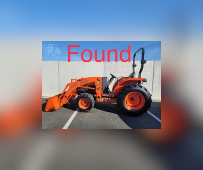 Alexandria: The stolen tractor was found and returned to the owner