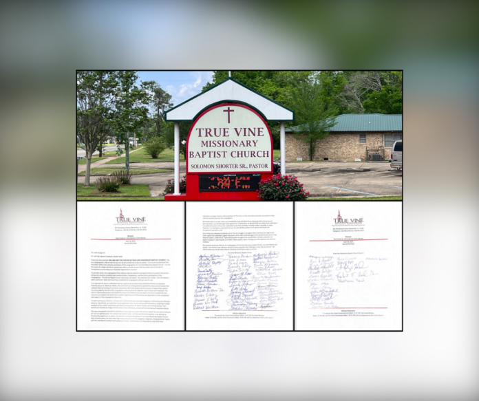 Letter to local media from members of True Vine Missionary Baptist Church