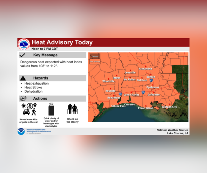 HEAT ADVISORY REMAINS IN EFFECT UNTIL 7 PM CDT THIS EVENING (Source: NWS)