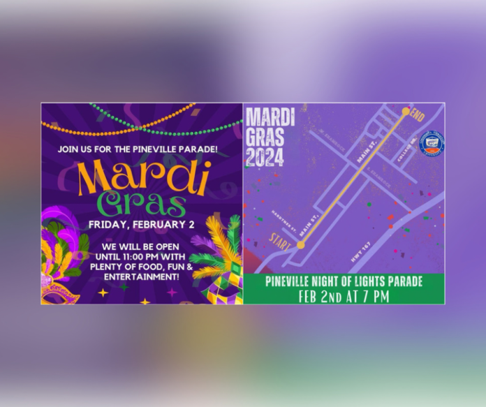 Pineville Gears Up for Night of Lights Mardi Gras Parade Extravaganza!