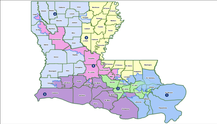 A proposal from Sen. Glen Womack, to create a majority Black district that stretches from Caddo Parish to East Baton Rouge Parish (Screen capture from bill)