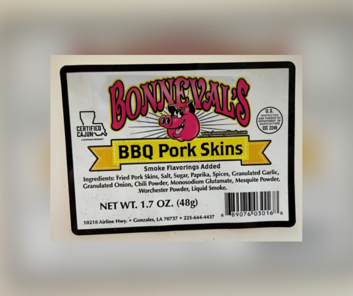 Bonneval Foods Recalls BBQ Pork Skins Due to Misbranding and Undeclared Allergens (Image source: USDA)