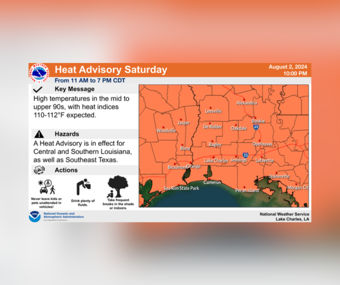 Central Louisiana Weather Forecast: Heat Advisory in Effect (8/3/2024)