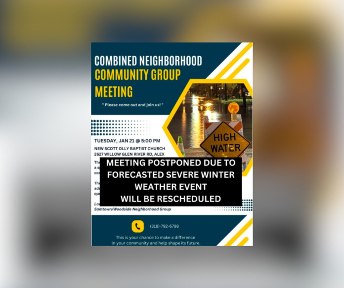 Combined Neighborhood Meeting on Flooding Postponed Due to Winter Weather