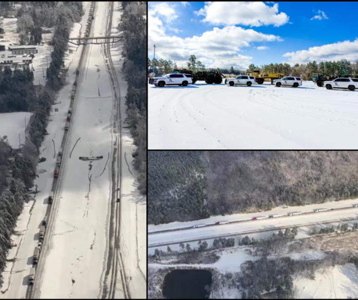 Winter Weather Stalls Traffic Along Interstate 20 in Louisiana