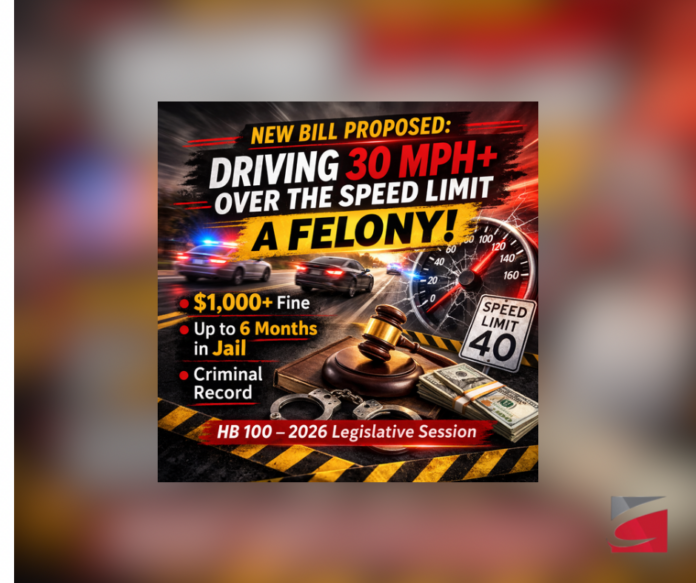 Louisiana House Bill 100 Would Make Driving 30 MPH Over the Limit a Felony