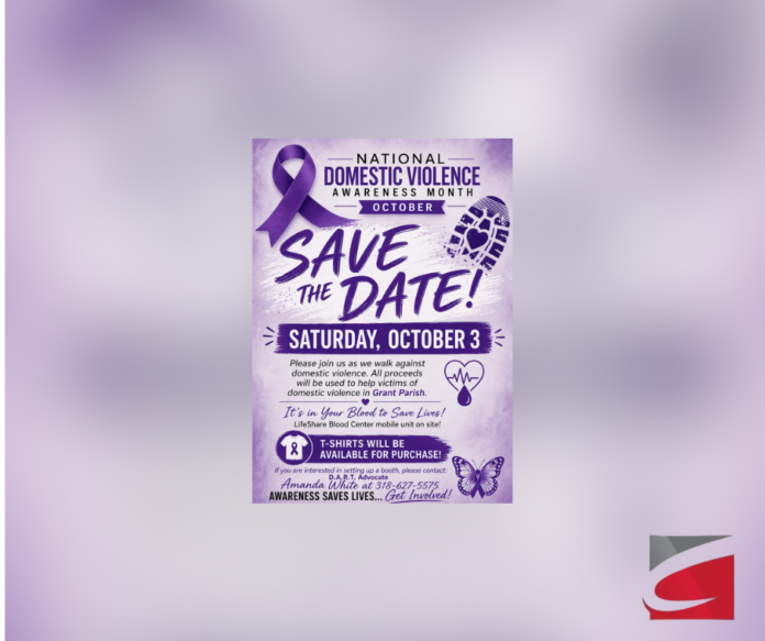 Grant Parish Domestic Violence Awareness Walk Scheduled For October 3