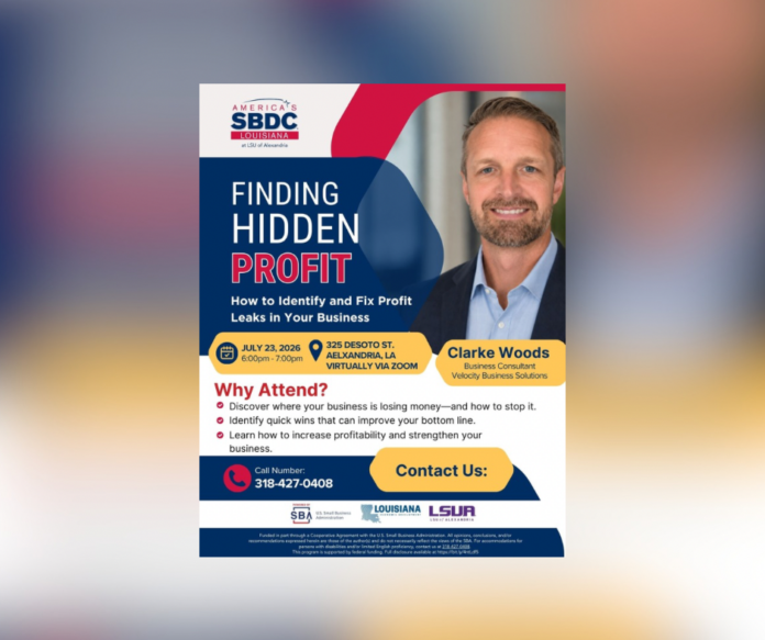 LSBDC at LSUA to Host Free “Finding Hidden Profit” Training for Central Louisiana Business Owners