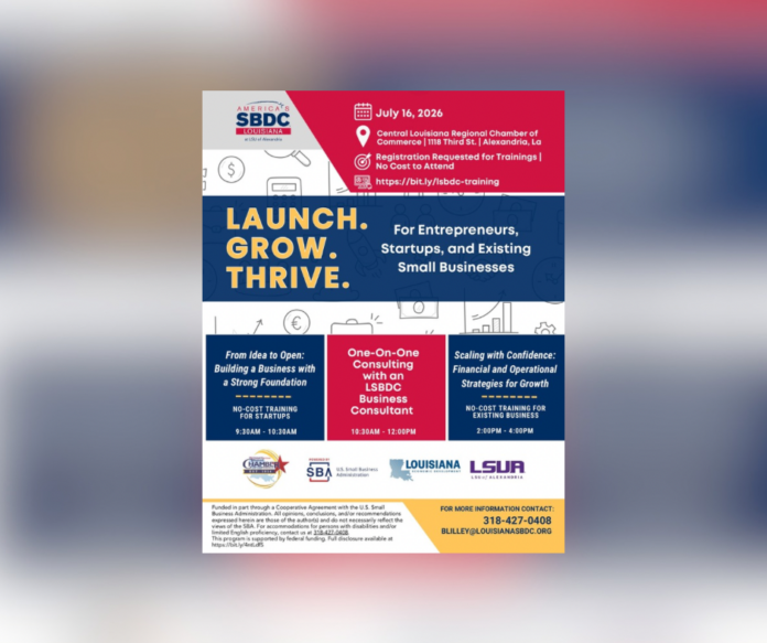 Louisiana Small Business Development Center at LSUA Hosts Small Business Training and Counseling Day at the Central Louisiana Regional Chamber of Commerce