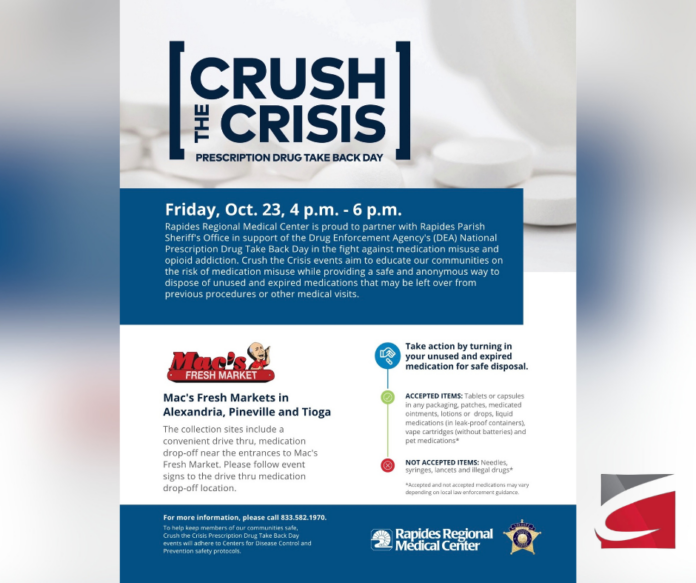 Rapides Regional Medical Center and RPSO hosting Fourth 'Crush the Crisis' at Mac's Fresh Market on Oct. 23